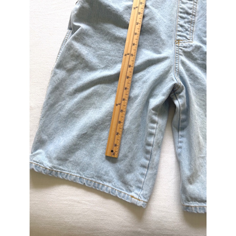 90's Appeal Womens Light Wash Denim Shortalls Overalls Light Blue Cotton Size L - Picture 4 of 6